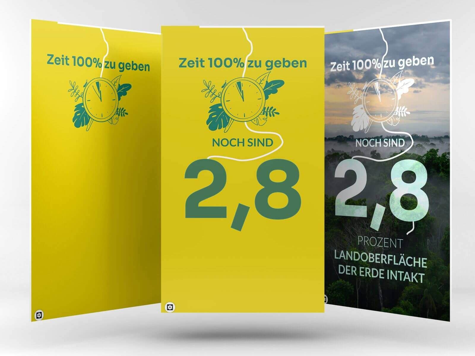 Animierte Wilderness-International-Landingpage mit Download-CTA