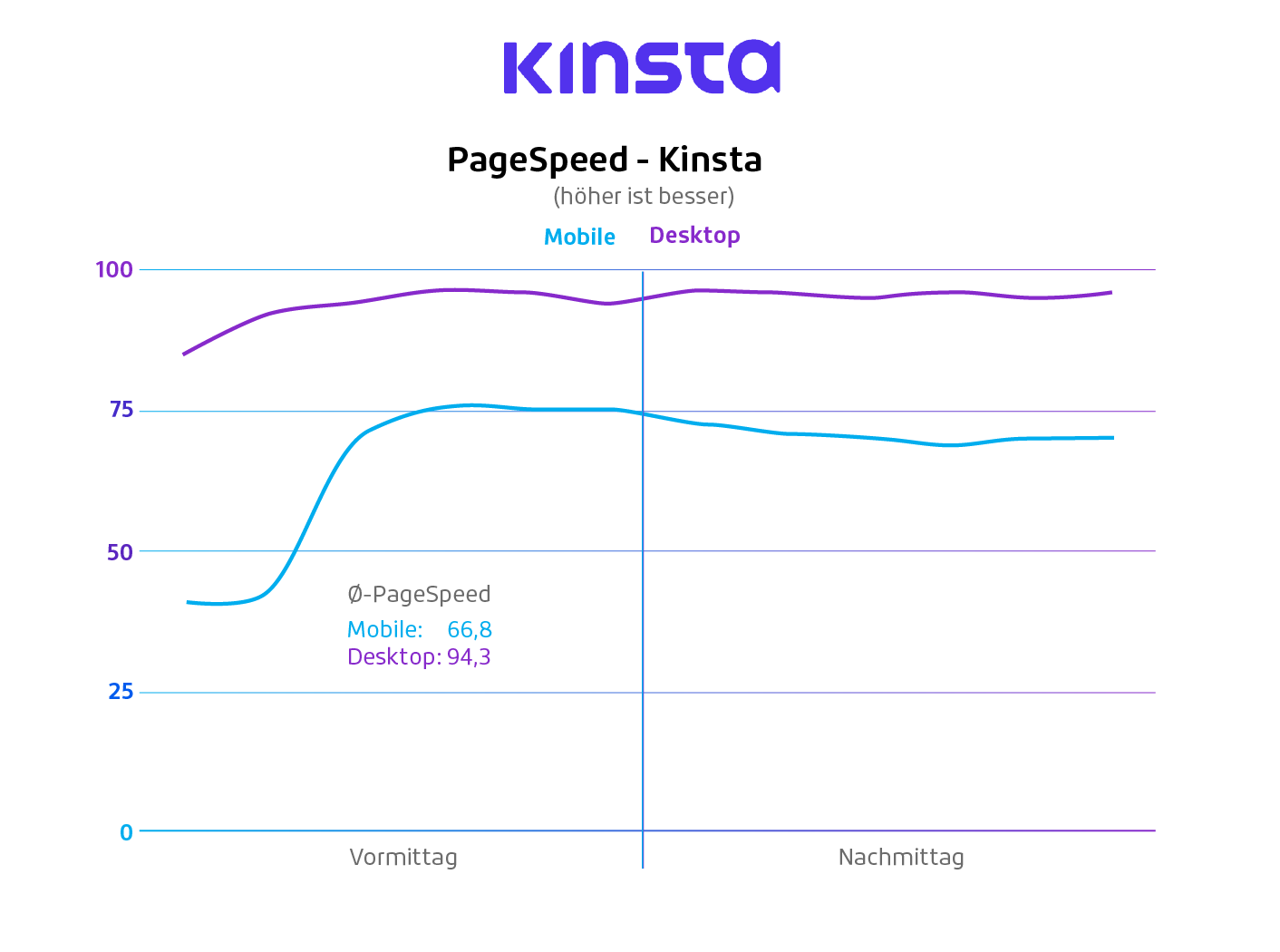 WordPress Seitenladegeschwindigkeit gemessen mit Google PageSpeed für Kinsta